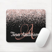 Rosa Glitzer Name und Monogramm Mousepad (Mit Mouse)