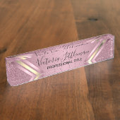 Rosa Glitzer Namensplakette (Seite)