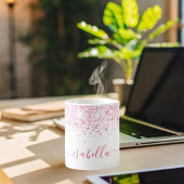 Rosa-Glitzer-Namensschild Kaffeetasse