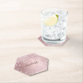 Rosa-Glitzer-Namensskript Untersetzer (Vor Ort)