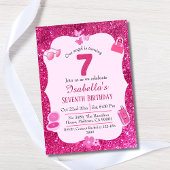Rosa Glitzer niedlich lebendig funkelnd 7. Geburts Einladung