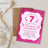 Rosa Glitzer niedlich lebendig funkelnd 7. Geburts Einladung