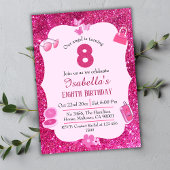 Rosa Glitzer niedlich lebendig funkelnd 8. Geburts Einladung