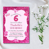 Rosa Glitzer niedlich lebendig funkelnder 6. Gebur Einladung