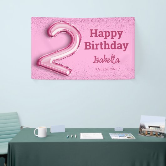 Rosa Glitzer niedlicher Ballon Nr. 2 Mädchen 2. Ge Banner (Messeveranstaltung)