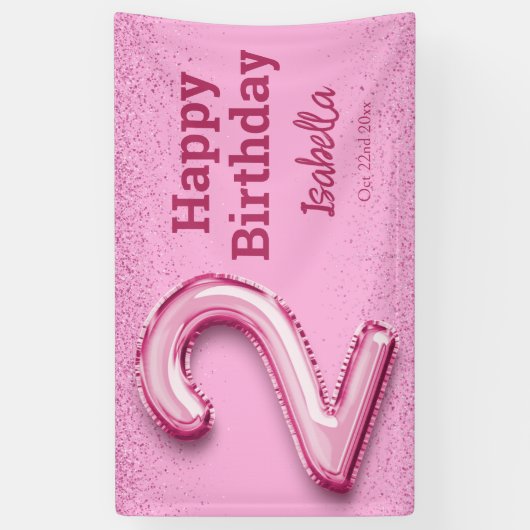 Rosa Glitzer niedlicher Ballon Nr. 2 Mädchen 2. Ge Banner (Vertikal)