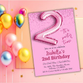 Rosa Glitzer niedlicher Ballon Nr. 2 Mädchen 2. Ge Einladung