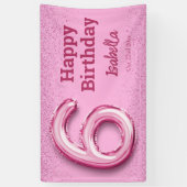Rosa Glitzer niedlicher Ballon Nr.6 Mädchen 6. Geb Banner (Vertikal)