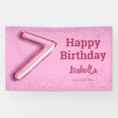 Rosa Glitzer niedlicher Ballon Nr.7 Mädchen 7. Geb Banner (Horizontal)