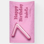 Rosa Glitzer niedlicher Ballon Nr.7 Mädchen 7. Geb Banner (Vertikal)