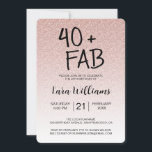Rosa Glitzer Ombre 40 Fabulous 40. Geburtstag Einladung<br><div class="desc">Dieses moderne 40. Geburtstagsdesign im rötlich-rosa-Glitzer-Stil lädt Sie zum 40. Geburtstag ein und lassen Sie sich bei Ihrem 40. Geburtstagsfest ganz einfach persönlich verwöhnen. Die Wörter 40 und Fab sind Set mit modernen Schriften. Wenn Sie Hilfe oder passende Produkte benötigen, kontaktieren Sie uns bitte über unseren Chat. Wir helfen Ihnen...</div>