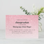 Rosa Glitzer Ombre Annaprashan First Rice Einladung (Stehend Vorderseite)