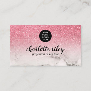 Rosa Glitzer Ombre Cursive Logoauswahl hinzufügen Visitenkarte