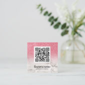 Rosa Glitzer Ombre Cursive QR CODE Sozialsymbol Quadratische Visitenkarte (Stehend Vorderseite)