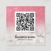 Rosa Glitzer Ombre Cursive QR CODE Sozialsymbol Quadratische Visitenkarte (Vorderseite)