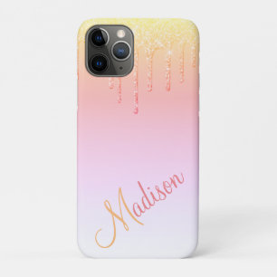 Rosa Glitzer Ombré Glam Glitzern Name Case-Mate iPhone Hülle