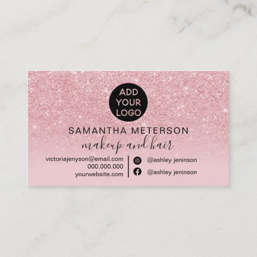 Rosa Glitzer ombre Glitzern gürtelnd Herzschminke Treuekarte (Rückseite)