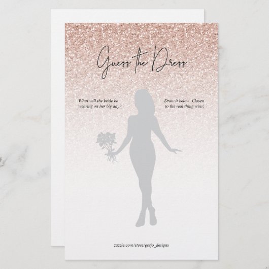 Rosa Glitzer Ombre Guess Dress Brautparty Game (Vorne/Hinten)