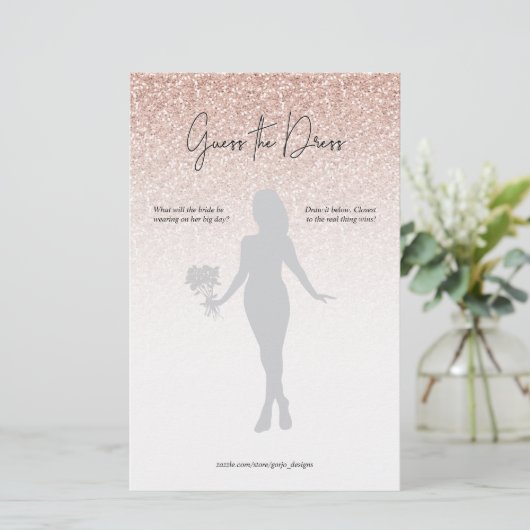 Rosa Glitzer Ombre Guess Dress Brautparty Game (Stehend Vorderseite)