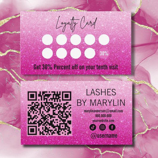 Rosa Glitzer Ombre Lash Techniker Treuekarte