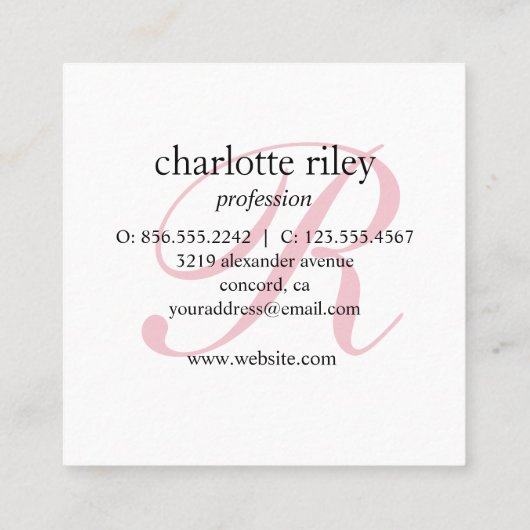 Rosa Glitzer Ombre Mit Monogramm Salon Makeup Nail Quadratische Visitenkarte (Rückseite)