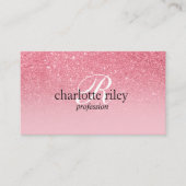 Rosa Glitzer Ombre Monogram Salon Makeup Nail Visitenkarte (Vorderseite)