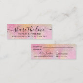 Rosa Glitzer ombre Referenzkarte für Regenbogen-Ma Mini Visitenkarte (Vorne/Hinten)