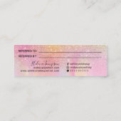 Rosa Glitzer ombre Referenzkarte für Regenbogen-Ma Mini Visitenkarte (Rückseite)