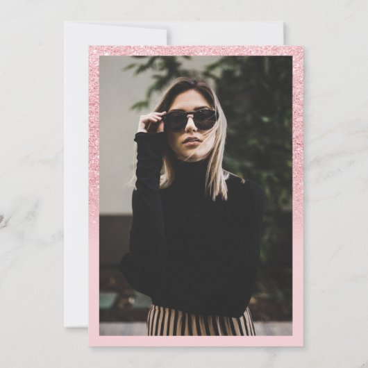 Rosa Glitzer ombre Schriftart errötet Foto Sweet 1 Einladung