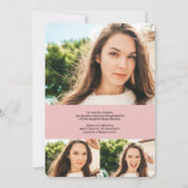 Rosa Glitzer ombre script 4 Fotos Abschluss Ankündigung (Rückseite)