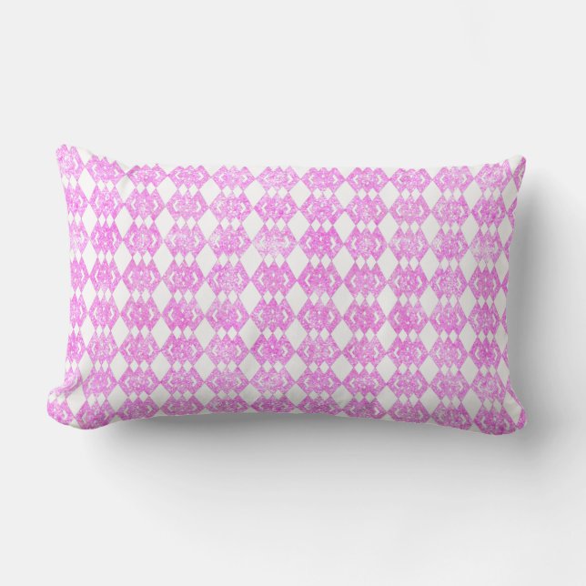 Rosa Glitzer Overlap Diamond Pattern Lendenkissen (Vorderseite)