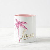 Rosa Glitzer Palm Tree Gold Liebe Tasse (Zentrum)