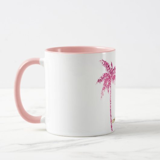 Rosa Glitzer Palm Tree Gold Liebe Tasse (Links)