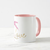 Rosa Glitzer Palm Tree Gold Liebe Tasse (VorderseiteRechts)