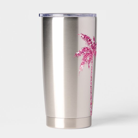 Rosa Glitzer Palm Tree Gold Liebe Thermobecher (Rechts)
