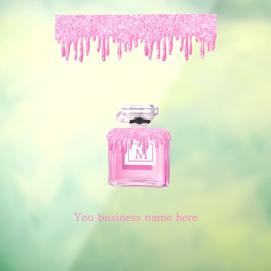 Rosa Glitzer Parfüm-Business-Monogramm Fensteraufkleber (Blatt 3)