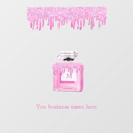 Rosa Glitzer Parfüm-Business-Monogramm Fensteraufkleber