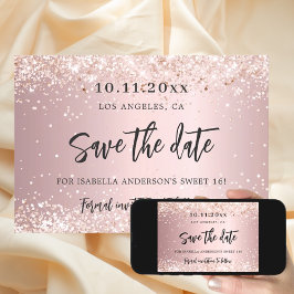 Rosa Glitzer Party Save The Date