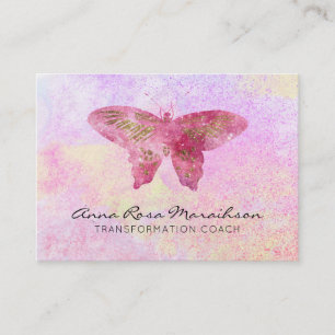 *~* Rosa Glitzer Pastell Fantasy Gilded Butterfly Visitenkarte