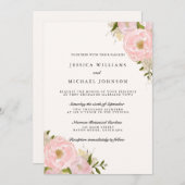 Rosa Glitzer Peony Wedding Einladungen (Vorne/Hinten)