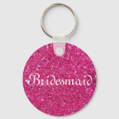 Rosa Glitzer Personalisiert Bridesmaid Schlüsselanhänger (Vorderseite)