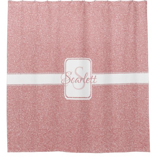 Rosa Glitzer Personalisiert Duschvorhang (Vorderseite)
