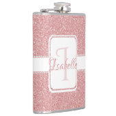 Rosa Glitzer Personalisiert Flasche Flachmann (Rechts)