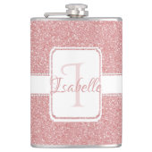 Rosa Glitzer Personalisiert Flasche Flachmann (Vorderseite)