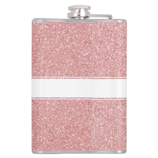 Rosa Glitzer Personalisiert Flasche Flachmann (Rückseite)