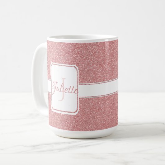 Rosa Glitzer Personalisiert Kaffee Tasse (Vorderseite Links)