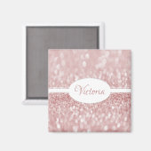 Rosa Glitzer Personalisiert Magnet (Vorderseite/Rückseite)