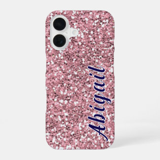 Rosa Glitzer Personalisiert mit Ihrem Namen. iPhone 16 Hülle