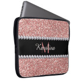 Rosa Glitzer, Personalisiert mit Monogramm Laptopschutzhülle (Vorne Rechts)