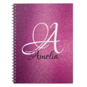 Rosa Glitzer Personalisiert Name & Monogramm Noteb Notizblock (Vorderseite)